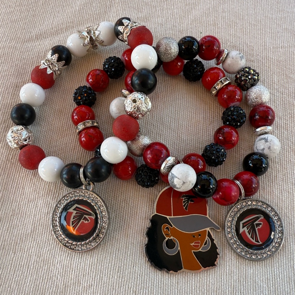 NFL Atlanta Falcons Red Black White Bracelet Set